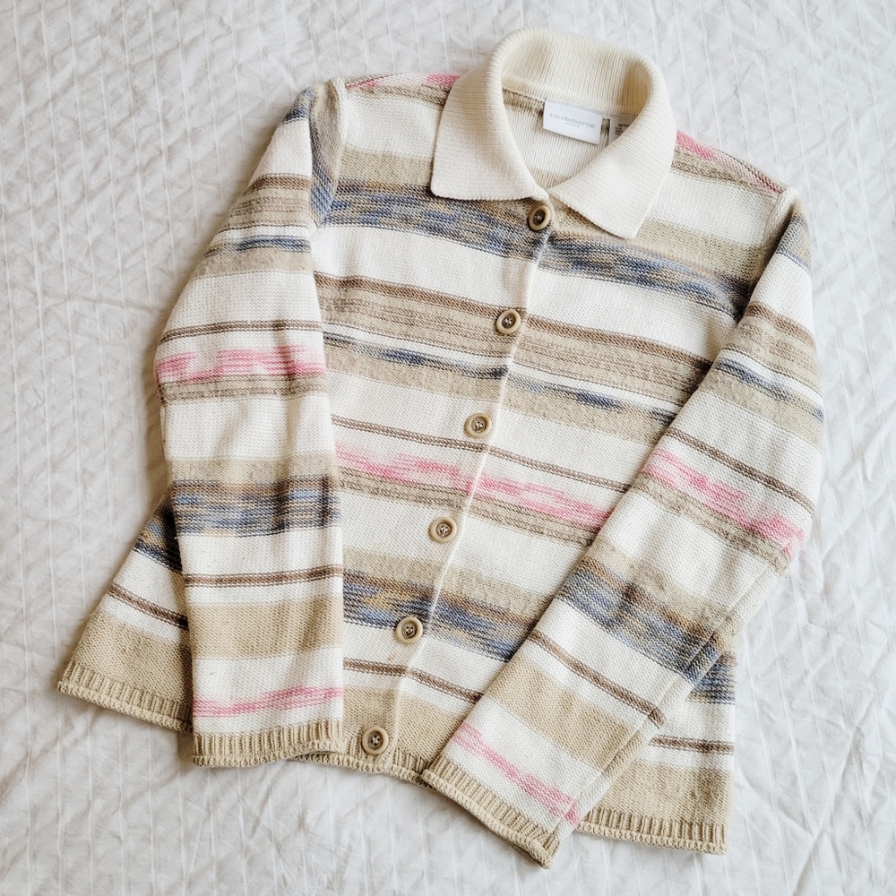 Wintage Button-Up Striped Sweater